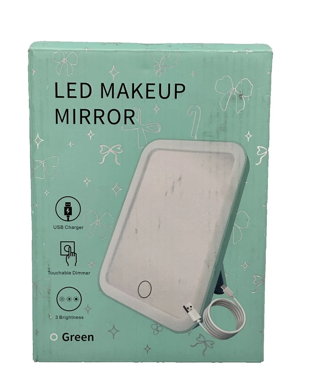 Beauty Gifts 3 Brightness Levels LED Makeup Rectangular Mirror Vanity Desk Tray